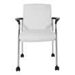 Scranton & Co White Faux Leather Guest Chair Chrome Frame with Casters