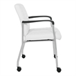 Scranton & Co White Faux Leather Guest Chair Chrome Frame with Casters
