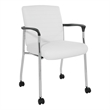 Scranton & Co White Faux Leather Guest Chair Chrome Frame with Casters