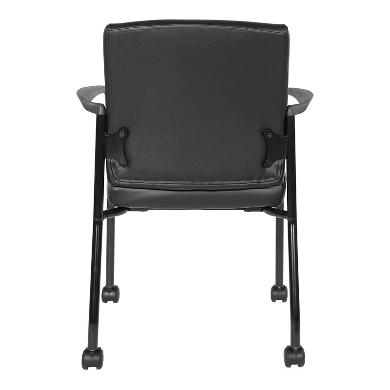 Scranton & Co Black Faux Leather Guest Chair Black Frame with Casters