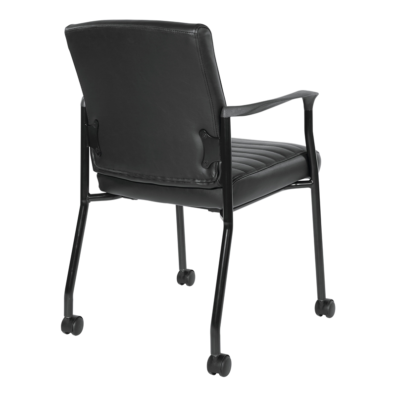Scranton & Co Black Faux Leather Guest Chair Black Frame with Casters
