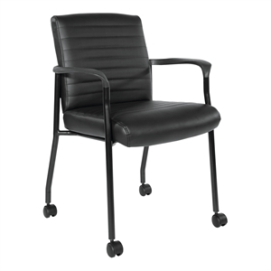 Scranton & Co Black Faux Leather Guest Chair Black Frame with Casters