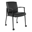 Scranton & Co Black Faux Leather Guest Chair Black Frame with Casters