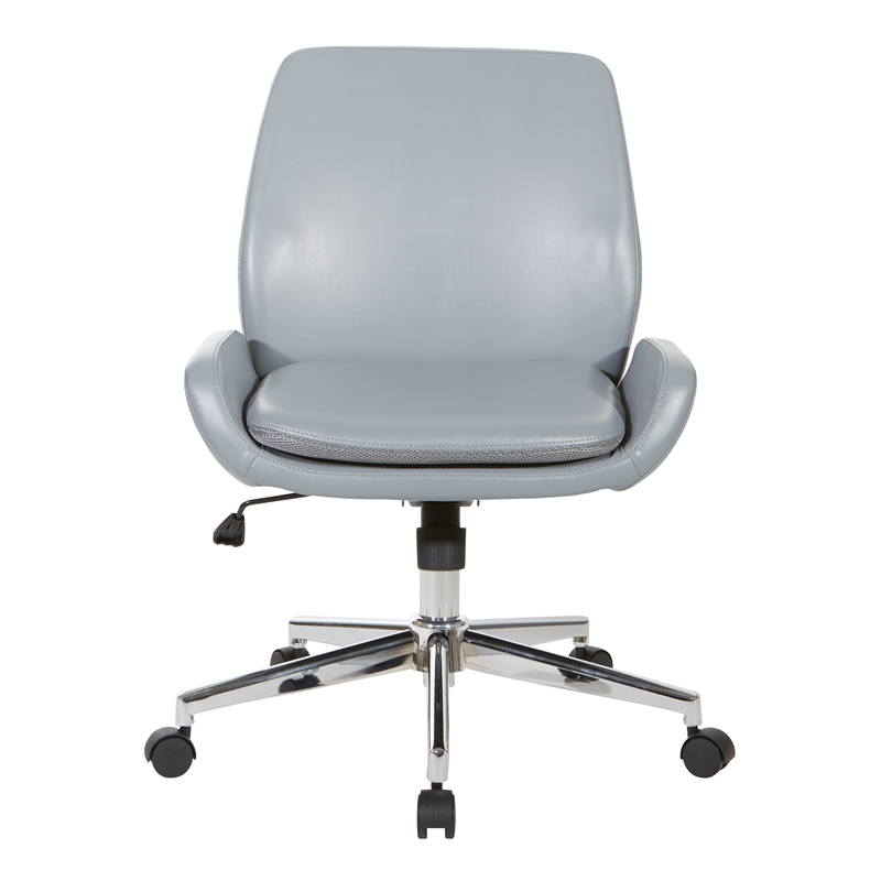 Scranton & Co Charcoal Gray Faux Leather Office Chair with Chrome Base