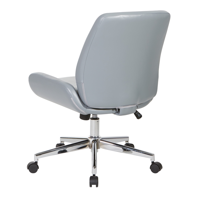 Scranton & Co Charcoal Gray Faux Leather Office Chair with Chrome Base