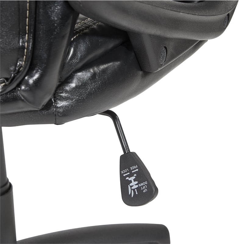 Scranton & Co Black Faux Leather Manager's Chair with Padded Loop Arms