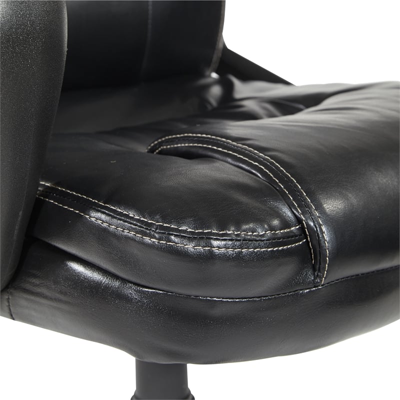 Scranton & Co Black Faux Leather Manager's Chair with Padded Loop Arms