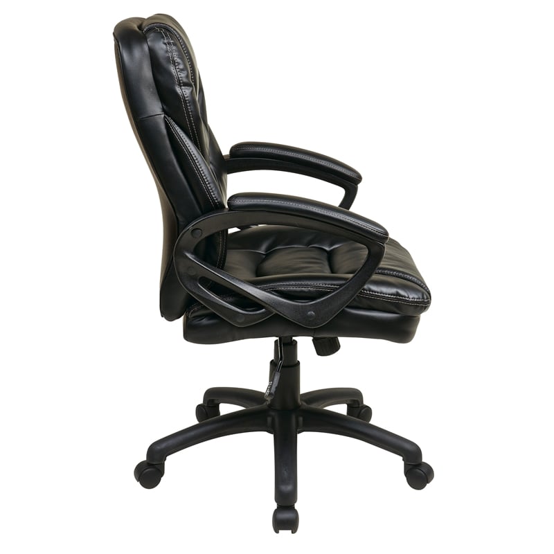 Scranton & Co Black Faux Leather Manager's Chair with Padded Loop Arms