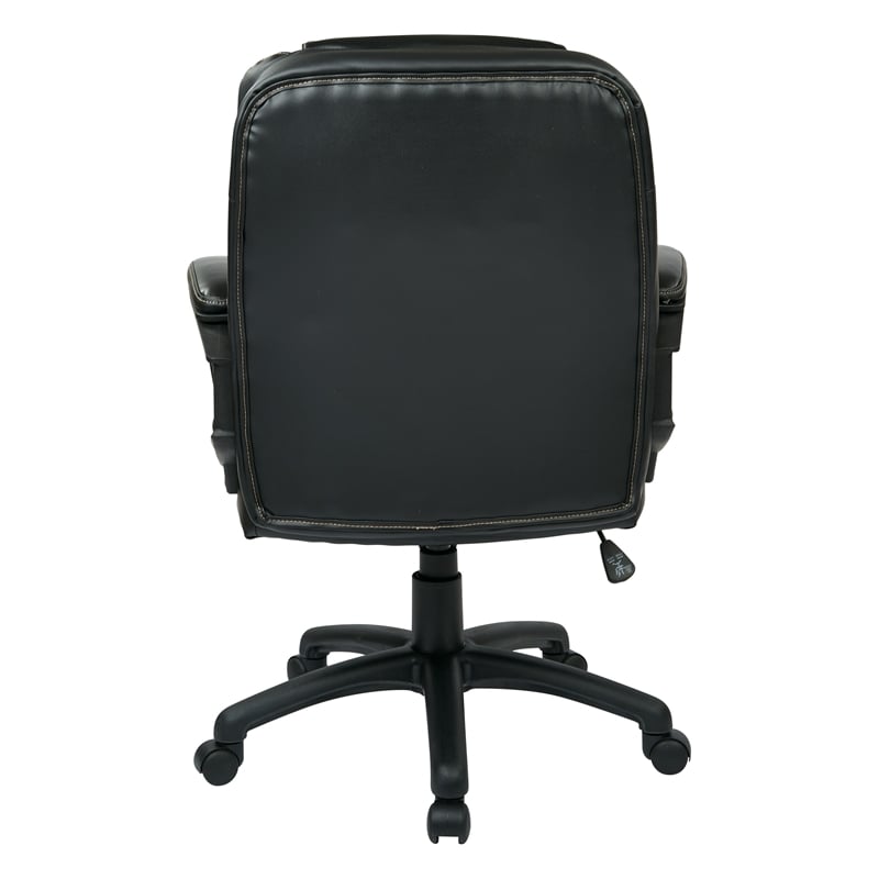 Scranton & Co Black Faux Leather Manager's Chair with Padded Loop Arms