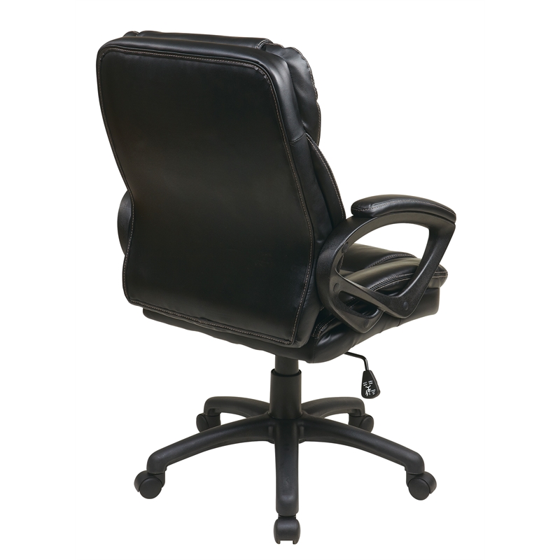 Scranton & Co Black Faux Leather Manager's Chair with Padded Loop Arms