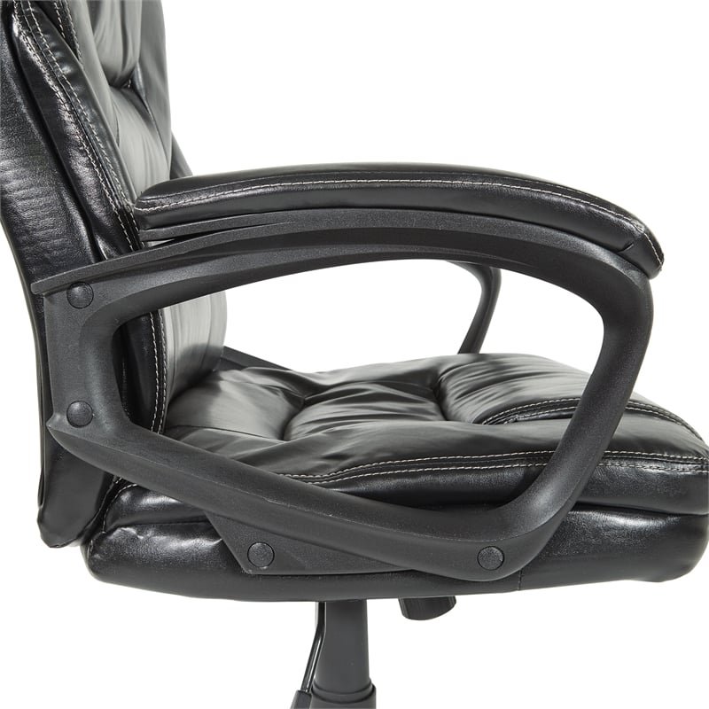 Scranton & Co Black Faux Leather Manager's Chair with Padded Loop Arms