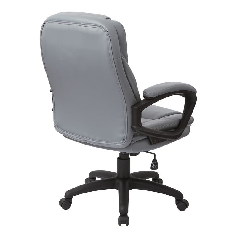 Scranton & Co Charcoal Gray Faux Leather Manager's Chair Padded Loop Arms