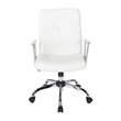 Scranton & Co White Faux Leather Office Chair with Chrome Base Flip Arms