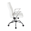 Scranton & Co White Faux Leather Office Chair with Chrome Base Flip Arms