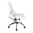 Scranton & Co White Faux Leather Office Chair with Chrome Base Flip Arms