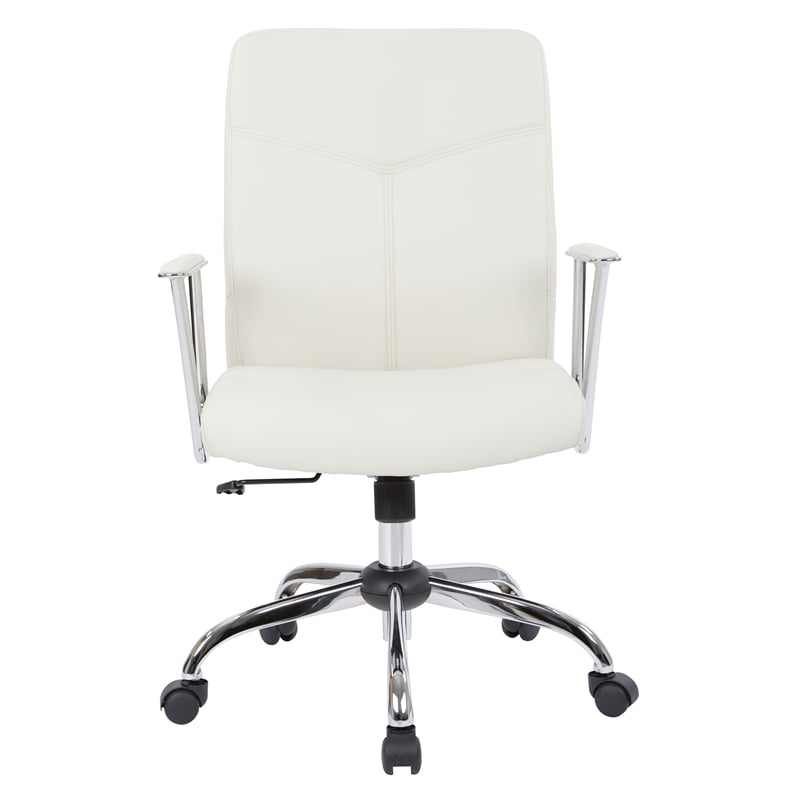 Scranton & Co Faux Leather Office Chair in Cream with Chrome Base