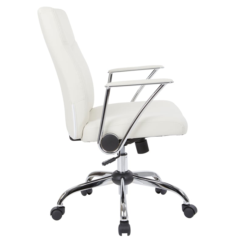 Scranton & Co Faux Leather Office Chair in Cream with Chrome Base