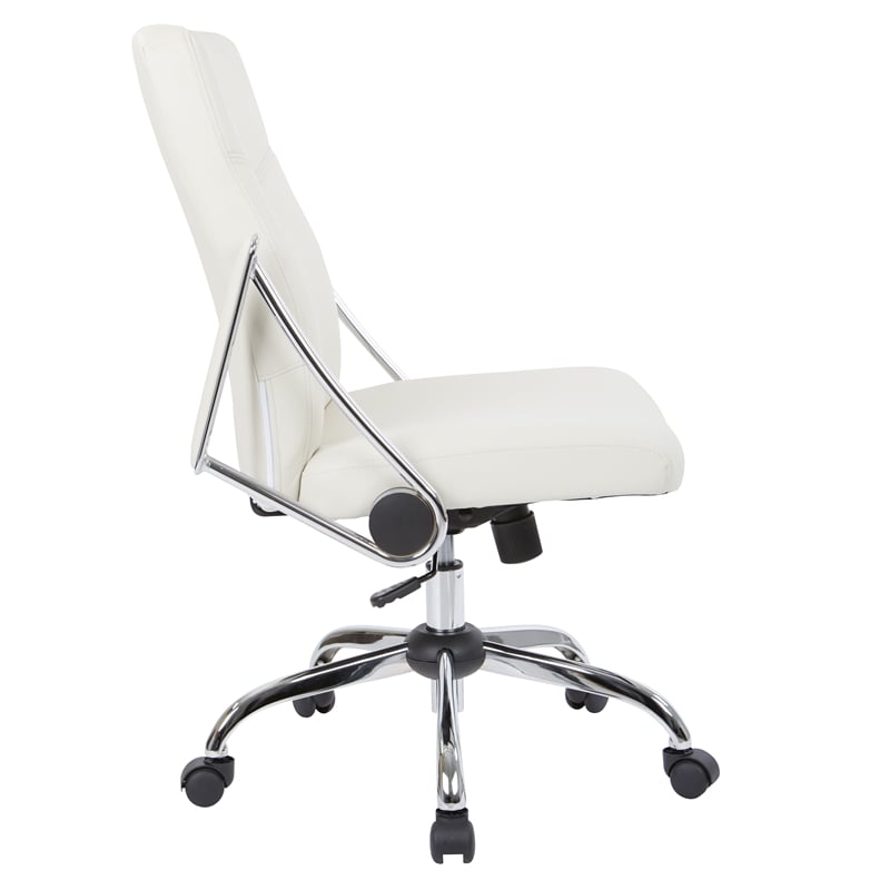 Scranton & Co Faux Leather Office Chair in Cream with Chrome Base