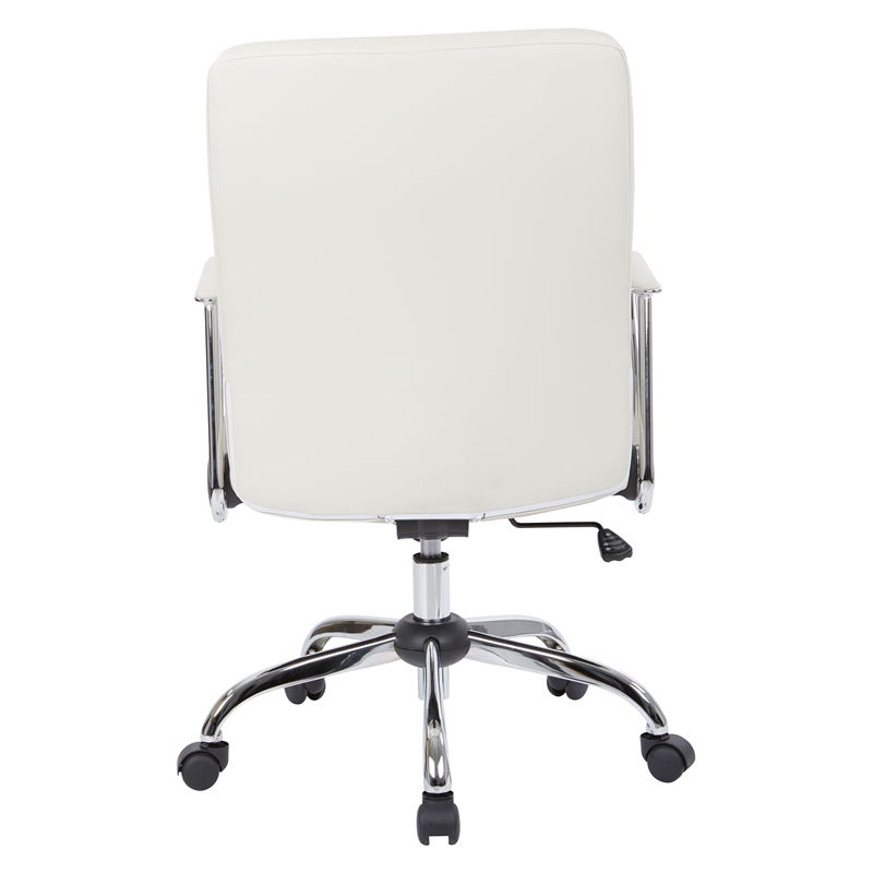 Scranton & Co Faux Leather Office Chair in Cream with Chrome Base