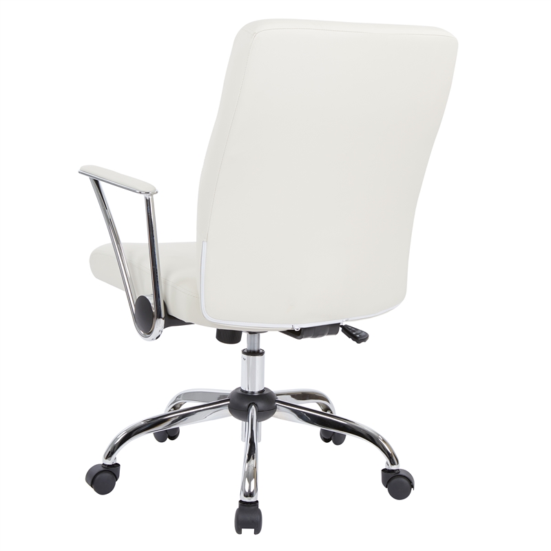 Scranton & Co Faux Leather Office Chair in Cream with Chrome Base