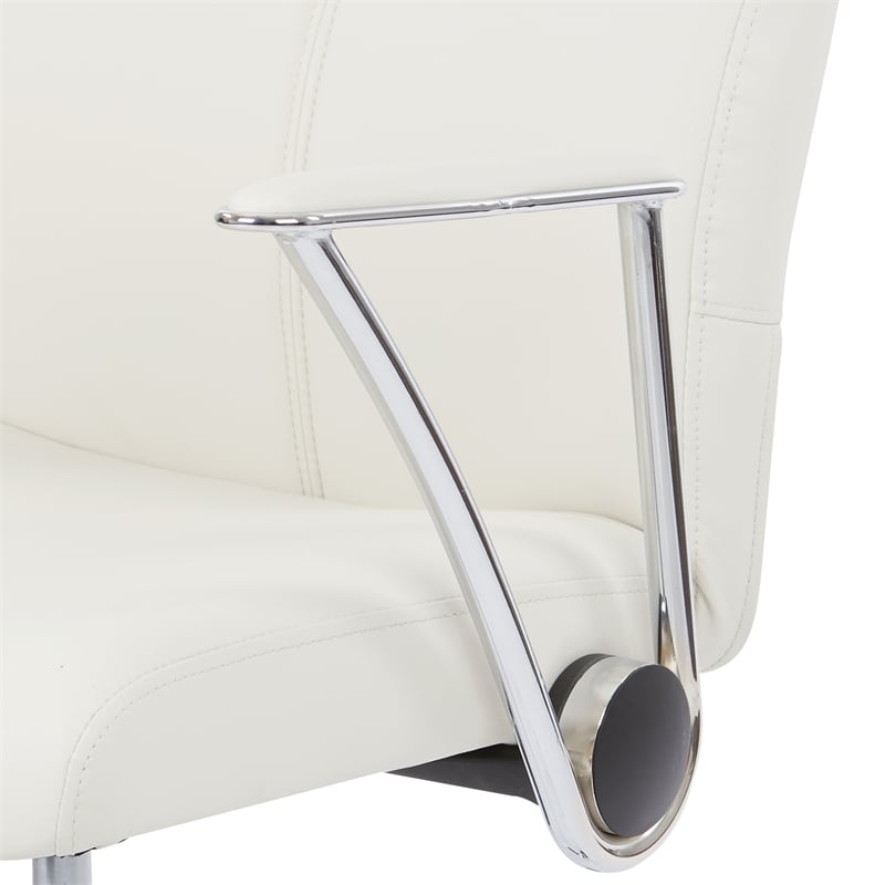 Scranton & Co Faux Leather Office Chair in Cream with Chrome Base