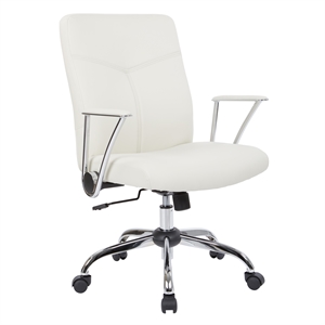 Scranton & Co Faux Leather Office Chair in Cream with Chrome Base
