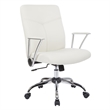 Scranton & Co Faux Leather Office Chair in Cream with Chrome Base