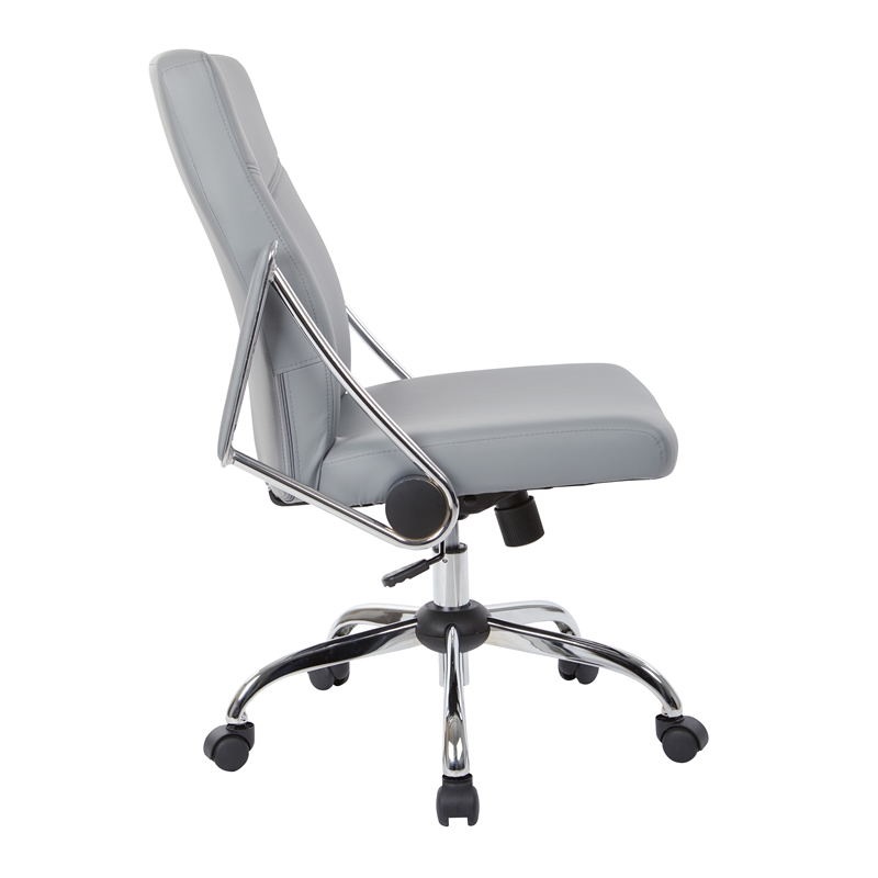 Scranton & Co Charcoal Faux Leather Office Chair with Chrome Base