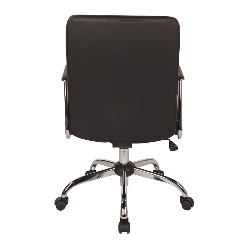 Scranton & Co Black Faux Leather Office Chair with Chrome Base