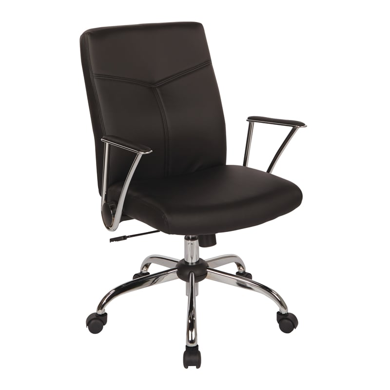Scranton & Co Black Faux Leather Office Chair with Chrome Base