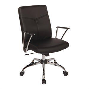 Scranton & Co Black Faux Leather Office Chair with Chrome Base