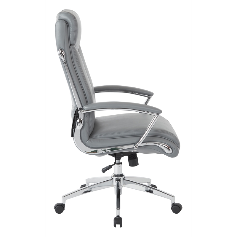 Scranton & Co Charcoal Faux Leather Executive High Back Chair Chrome Base