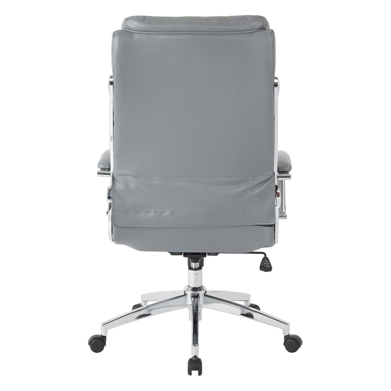 Scranton & Co Charcoal Faux Leather Executive High Back Chair Chrome Base