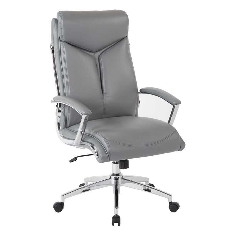 Scranton & Co Charcoal Faux Leather Executive High Back Chair Chrome Base