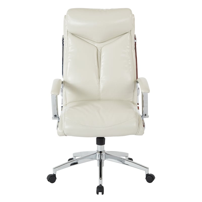 Scranton & Co High Back Executive Office Chair in Cream Faux Leather
