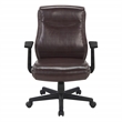 Scranton & Co Mid-Back Office Chair in Chocolate Faux Leather with Flip Arms