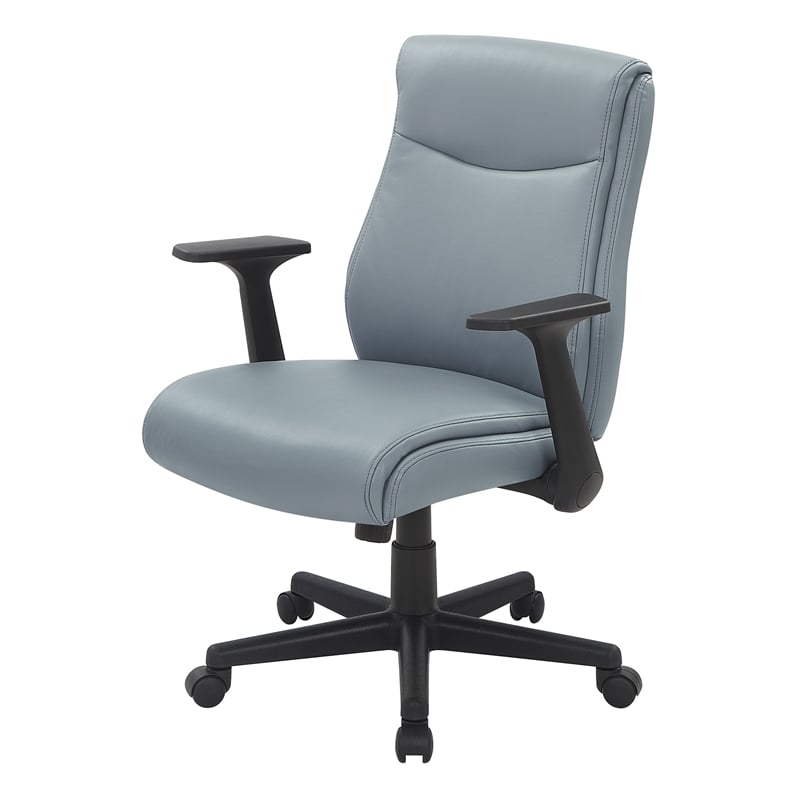 Scranton & Co Mid-Back Office Chair in Charcoal Gray Faux Leather Flip Arms