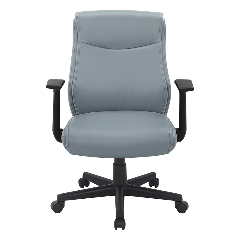 Scranton & Co Mid-Back Office Chair in Charcoal Gray Faux Leather Flip Arms