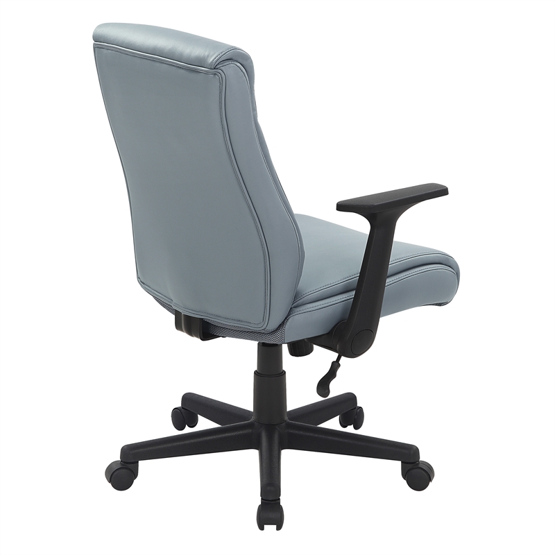 Scranton & Co Mid-Back Office Chair in Charcoal Gray Faux Leather Flip Arms