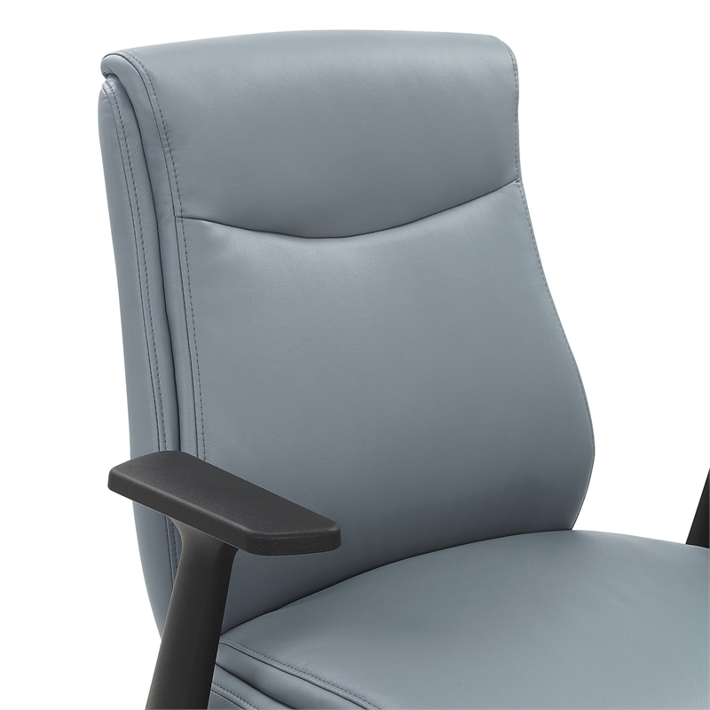 Scranton & Co Mid-Back Office Chair in Charcoal Gray Faux Leather Flip Arms