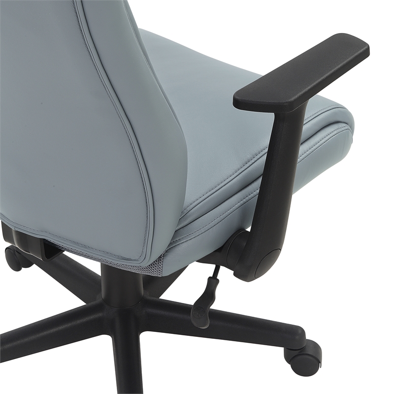 Scranton & Co Mid-Back Office Chair in Charcoal Gray Faux Leather Flip Arms