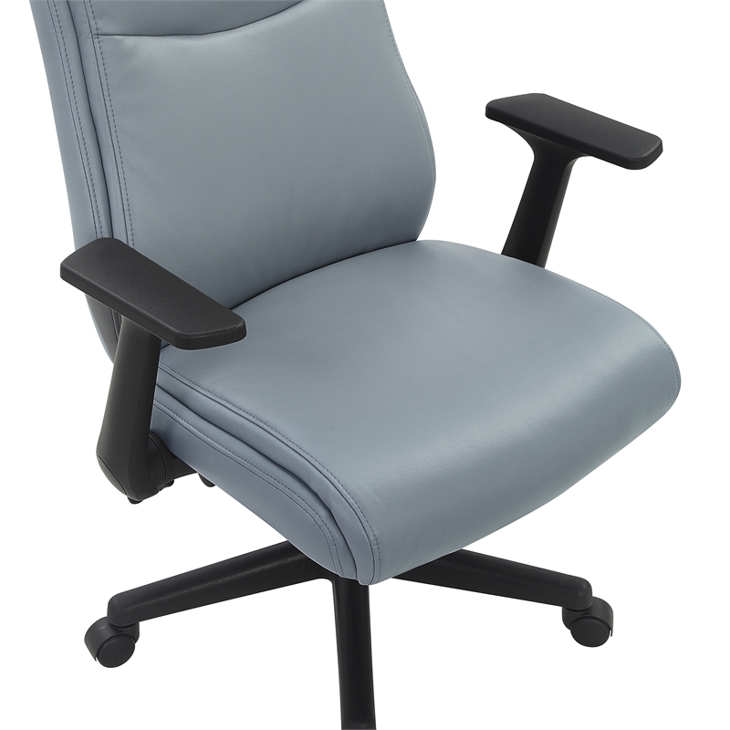 Scranton & Co Mid-Back Office Chair in Charcoal Gray Faux Leather Flip Arms