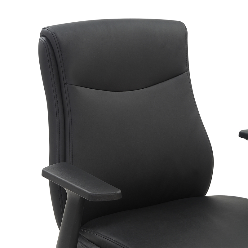 Scranton & Co Mid-Back Office Chair in Black Faux Leather with Flip Arms