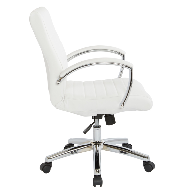 Scranton & Co Low Back Executive Office Chair in White Faux Leather Chrome