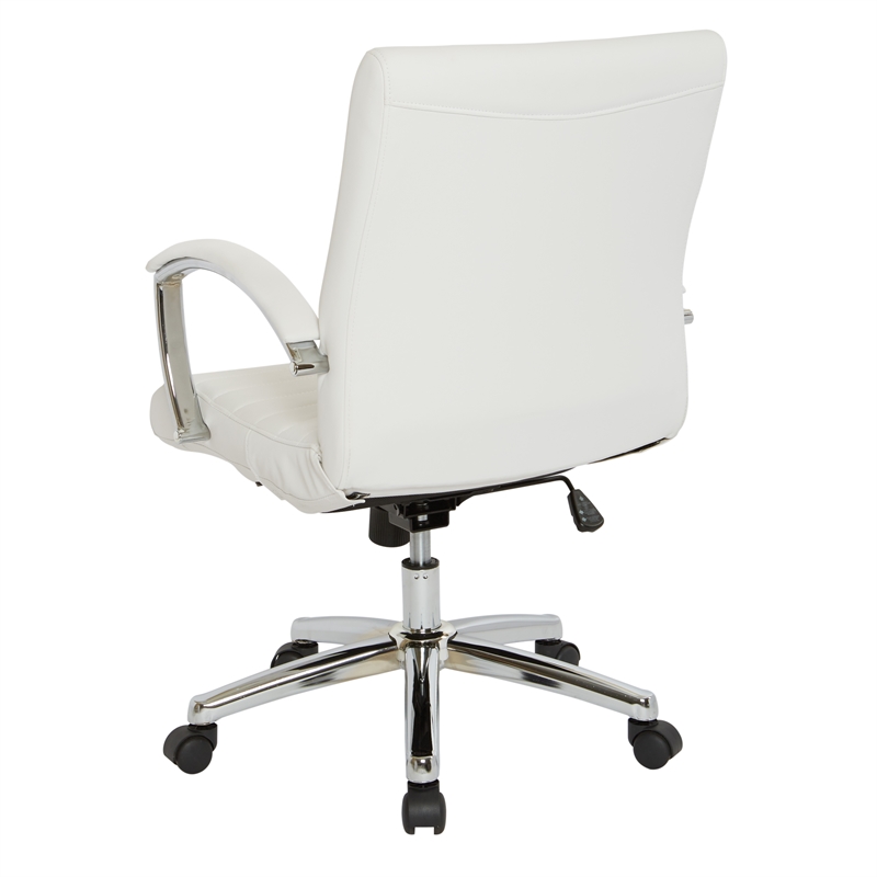 Scranton & Co Low Back Executive Office Chair in White Faux Leather Chrome