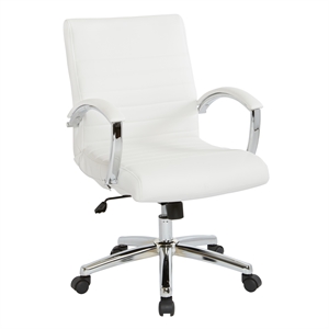 Scranton & Co Low Back Executive Office Chair in White Faux Leather Chrome