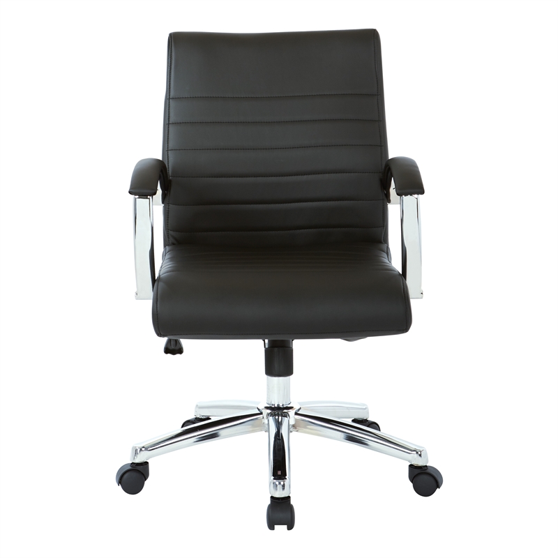 Scranton & Co Executive Low Back Chair in Black Faux Leather Chrome Base