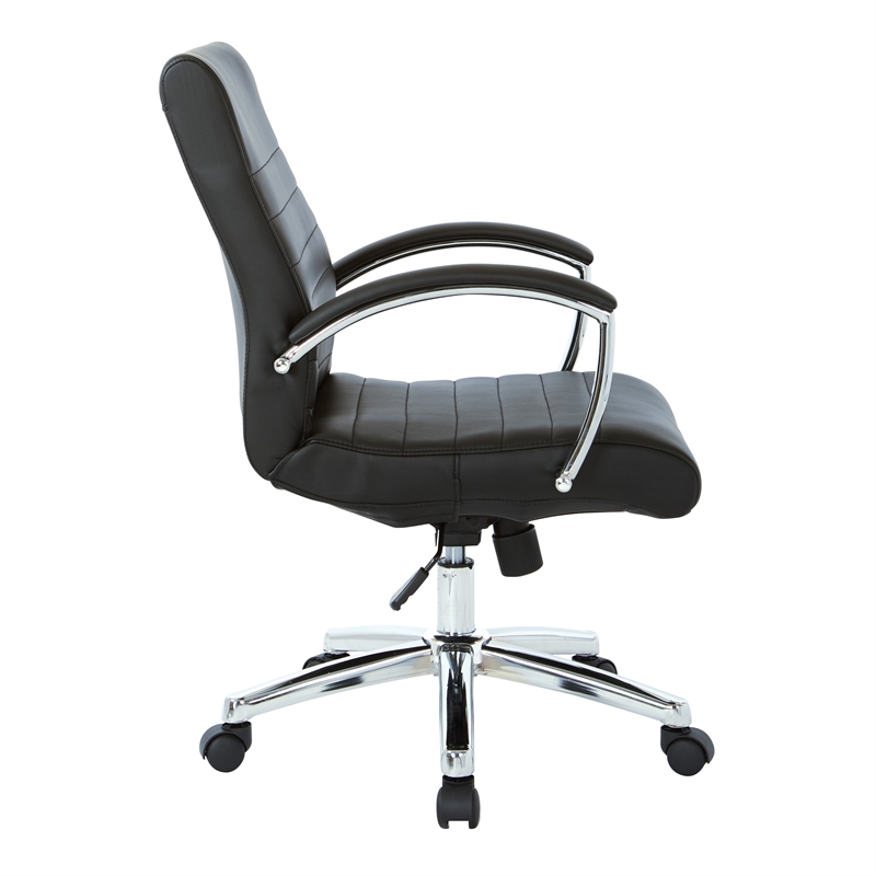 Scranton & Co Executive Low Back Chair in Black Faux Leather Chrome Base