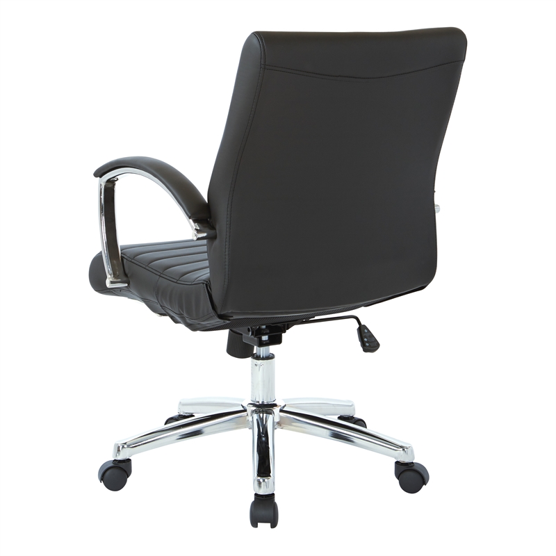 Scranton & Co Executive Low Back Chair in Black Faux Leather Chrome Base