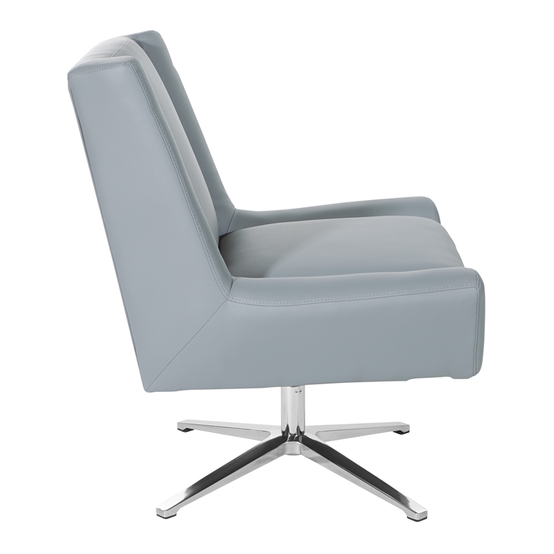 Scranton & Co Swivel Guest Chair in Charcoal Gray Faux Leather Aluminum Base